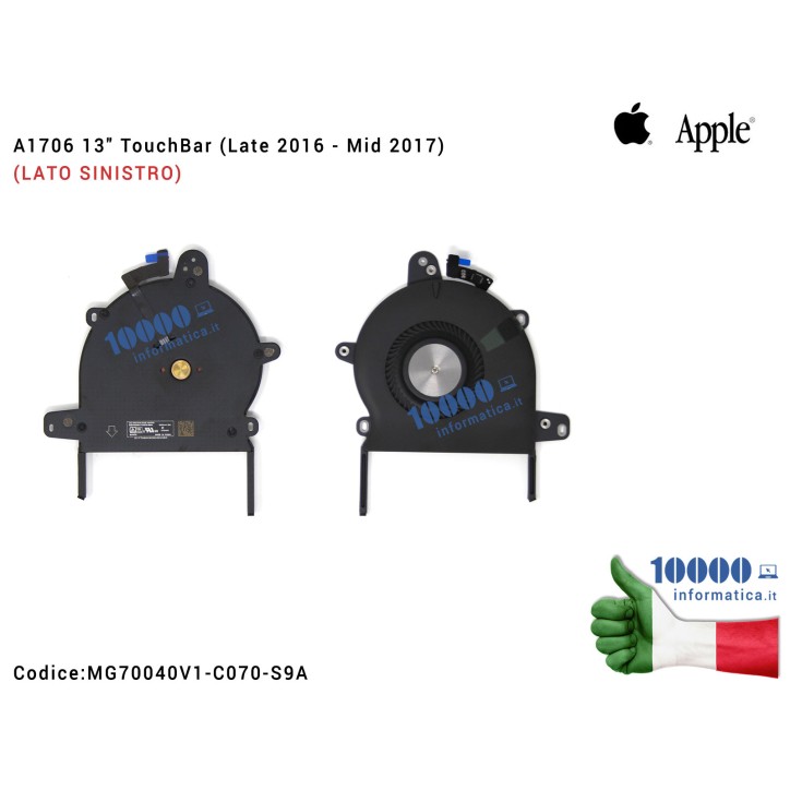 Ventola di Raffreddamento Fan CPU APPLE [SX] MacBook Pro A1706 13 TouchBar (Late 2016 - Mid 2017) (LATO SINISTRO)