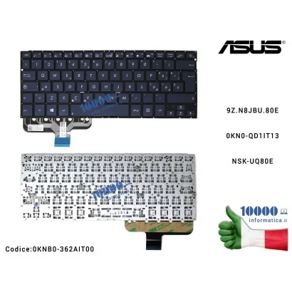 0KNB0-362AIT00 Tastiera Italiana ASUS ZenBook UX301L UX301LA [SENZA FRAME] 9Z.N8JBU.80E 0KN0-QD1IT13 NSK-UQ80E