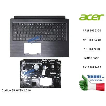 6B.GY9N2.016 Tastiera Italiana Completa di Top Case Superiore ACER Aspire A315-41 A315-41G 6BGY9N2016AP28Z000300 NK.I1517.08D...