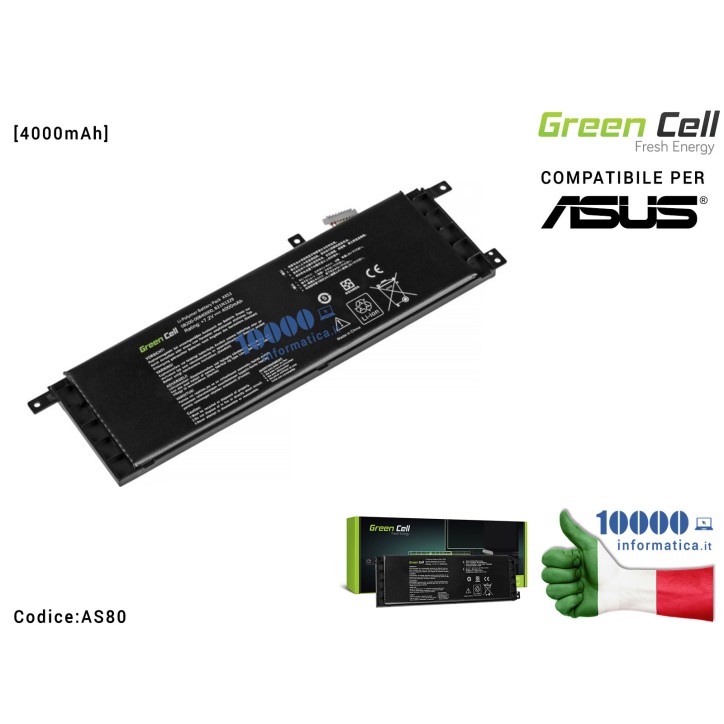 Batteria B21N1329 Green Cell Compatibile per ASUS X553 X553M X553MA F553 F553M F553MA [4000mAh]