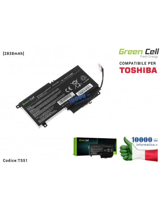 TS51 Batteria PA3634U-1BRS Green Cell Compatibile per TOSHIBA L50-A L50-A-19N L50-A-1EK L50-A-1F8 L50D-A P50-A S50-A [2838mAh]