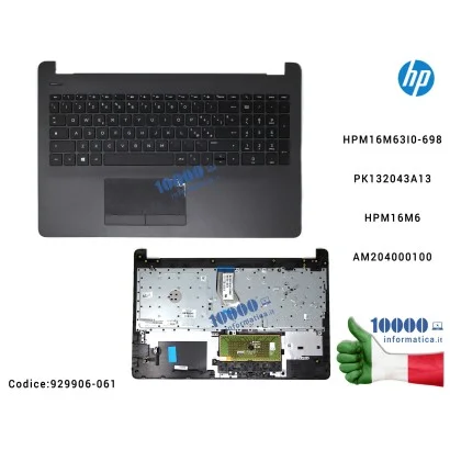 929906-061 Tastiera Italiana Completa di Top Case Superiore Palmrest [Dark Ash Silver] HP Pavilion 15-BR 15-BS 15-BW 250 G6 2...