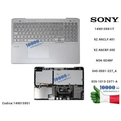 149015951 Tastiera Italiana Completa di Top Case Superiore SONY SVS15 SVS151 [SILVER] (RETROILLUMINATA) 9Z.N6CBF.50E 9Z.N6CLF...