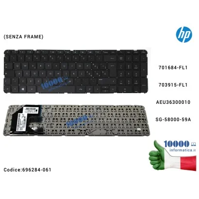 696284-061 Tastiera Italiana HP Pavilion SleekBook 15 15-B000 15-B1420x Series (NERA) (SENZA FRAME) 701684-FL1 703915-FL1 AEU...