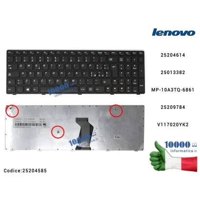 25204585 Tastiera Italiana LENOVO Essential V570 B570 B590 25204614 25013382 MP-10A3TQ-6861 25209784V117020YK2 V117020YK2-IT