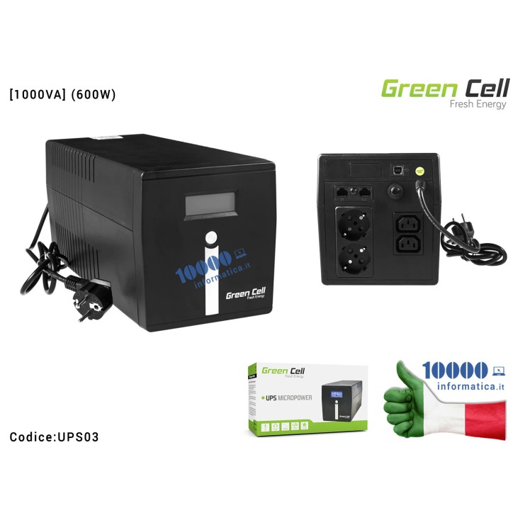Gruppo di Continuità Green Cell UPS Micropower [1000VA] (600W)