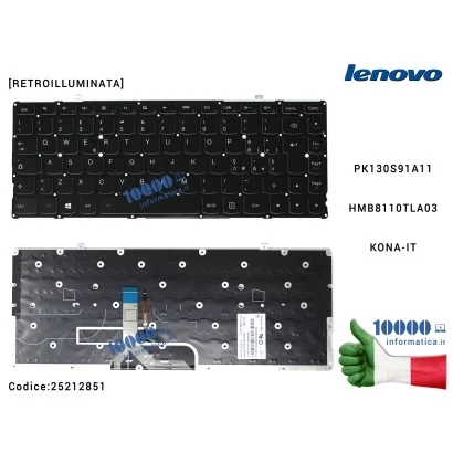 25212851 Tastiera Italiana LENOVO Yoga 2 Pro 13" [RETROILLUMINATA] (SENZA FRAME) PK130S91A11 HMB8110TLA03 KONA-IT