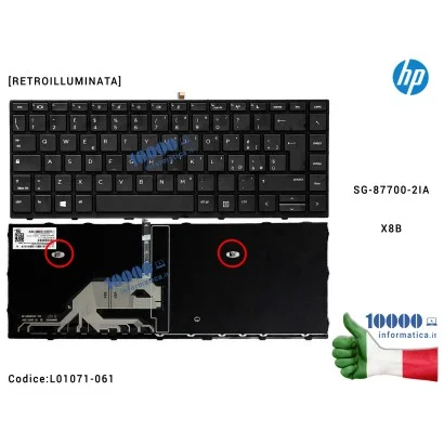 L01071-061 Tastiera Italiana Retroilluminata HP ProBook 430 G5 440 G5 445 G5 SG-87700-2IA X8B L01071-061