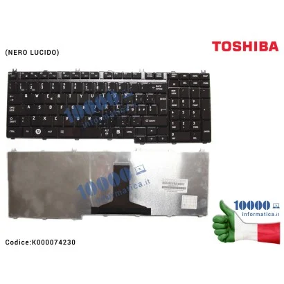 K000074230 Tastiera Italiana TOSHIBA Satellite A500 A500D P300 P305 A500 L500 L350 L355 P500 (NERO LUCIDO)