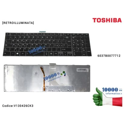 V130426CK3 Tastiera Italiana TOSHIBA Satellite C850 C850D C855 C855D C870 P850 P850D P855 (NERO LUCIDO) [RETROILLUMINATA]