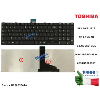 H000055620 Tastiera Italiana TOSHIBA Satellite L50 M50 C70 S70 S50 S55 S50-A L50-A M50 C70-A (NERO) [CON FRAME LUCIDO] 0KN0-C...