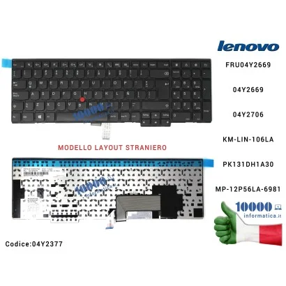 04Y2377 Tastiera Straniera LENOVO ThinkPad Edge E531 (6885) E540 (20C6) T540 04Y2669 4Y2669 04Y2706 [con PUNTATORE] 04Y2377