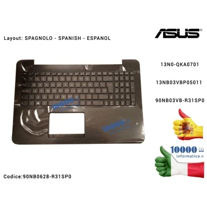 90NB0628-R31SP0 Teclado Espanol Completo de Top Case Superior [NEGRA] ASUS X555LA F555LA X554LA X555LD A555L A555LD F555L F55...