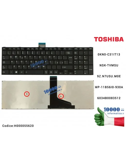 Tastiera Italiana TOSHIBA Satellite L50 M50 C70 S70 S50 S55 S50-A L50-A M50 C70-A (NERO) [CON FRAME LUCIDO] 0KN0-C31IT13 NSK-TVM