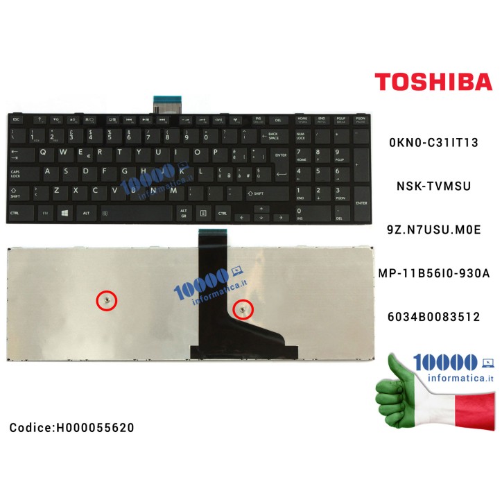 Tastiera Italiana TOSHIBA Satellite L50 M50 C70 S70 S50 S55 S50-A L50-A M50 C70-A (NERO) [CON FRAME LUCIDO] 0KN0-C31IT13 NSK-TVM