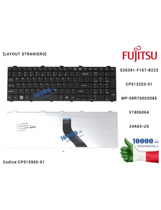 Tastiera Straniera FUJITSU LifeBook AH530 AH521 A530 AH531 NH751 V180606A 24A63-US