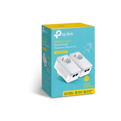 TL-PA4020PKIT TP-LINK TL-PA4020P KIT Nano Powerline AV600 con 2 Porte Ethernet e Presa Passante Schuko, fino a 600 Mbps e 300...