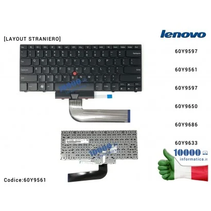 Tastiera Straniera LENOVO ThinkPad Edge 14/15 E40 E50 [LAYOUT TRASF. ADESIVI ITALIANO] con puntatore 60Y9633 60Y9669