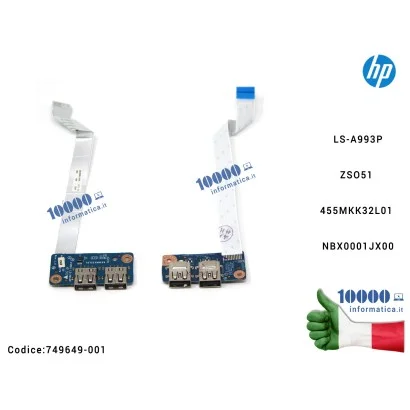 749649-001 USB Board HP 250 255 G3 15-G 15-R 15T-R LS-A993P ZSO51 455MKK32L01 NBX0001JX00