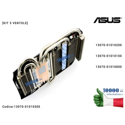 13070-01010300 Ventola di Raffreddamento Fan + Dissipatore Heatsink VGA ASUS STRIX R9390 GTX980TI [KIT 3 VENTOLE] Nvidia ATI ...