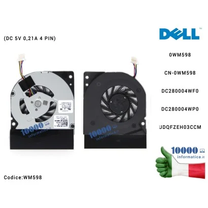 WM598 Ventola di Raffreddamento Fan CPU DELL Latitude E4300 (4 PIN) OWM598 0WM598 DC280004WF0 CN-0WM598 UDQFZEH03CCM DFS40080...