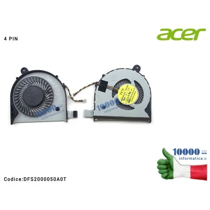 DFS2000050A0T Ventola Fan CPU ACER Aspire V3-371 V3-371G [4 PIN] DFS2000050A0T FG0D