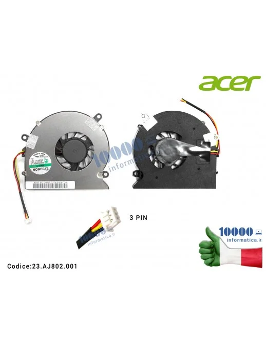 23.AJ802.001 Ventola Fan CPU ACER Aspire 5220 5520 7520 7520G 23.AJ802.001 23AJ802001