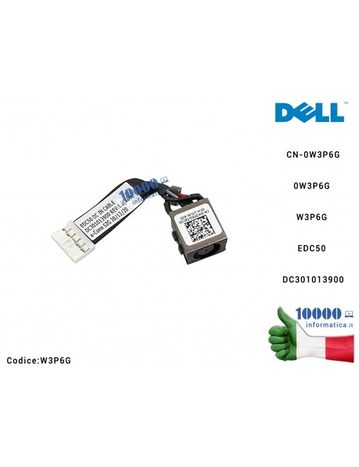 W3P6G Connettore DC Power Jack DELL Latitude 5500 (P80F) 5501 5502 5505 Precision 3540 3541 3542 CN-0W3P6G 0W3P6G W3P6G EDC50...