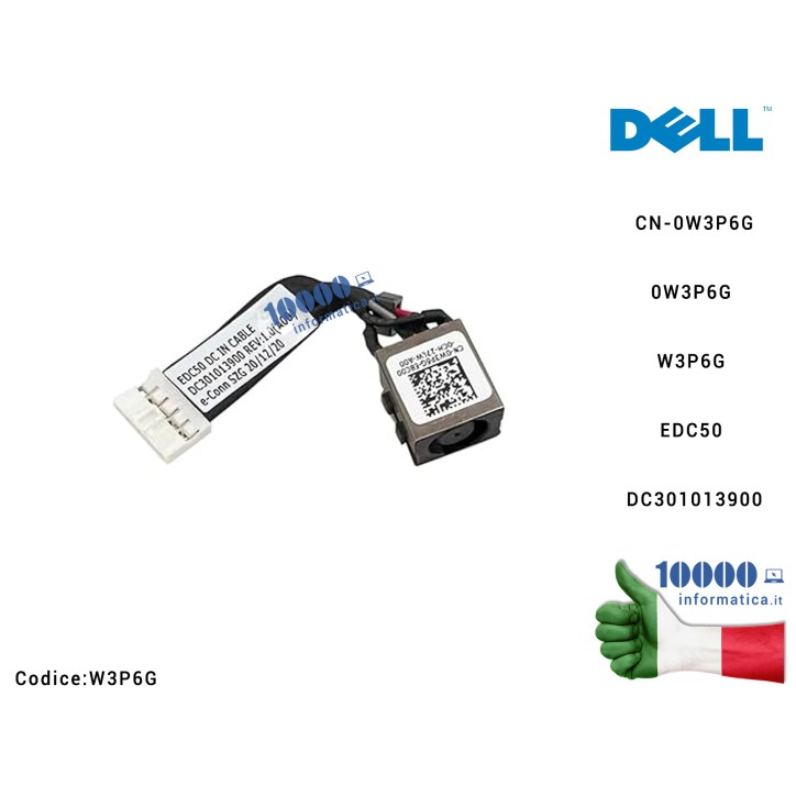 Connettore DC Power Jack DELL Latitude 5500 (P80F) 5501 5502 5505 Precision 3540 3541 3542 CN-0W3P6G 0W3P6G W3P6G EDC50 DC301013900