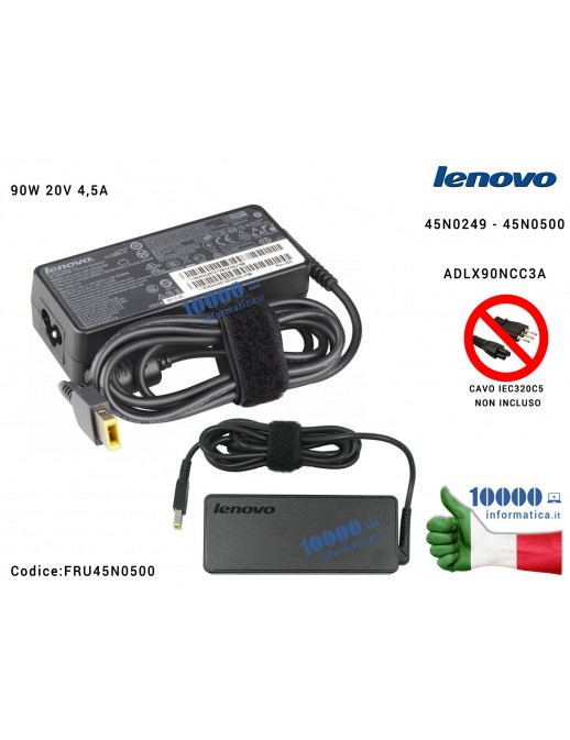 Alimentatore LENOVO 90W 20V 4,5A [11 x 3mm] rettangolare 3620060436200608 36200612 45N0249 45N0500 ADLX90NCC3A FRU45N0238 FRU45N0250 FRU45N0500 PA-1900-72