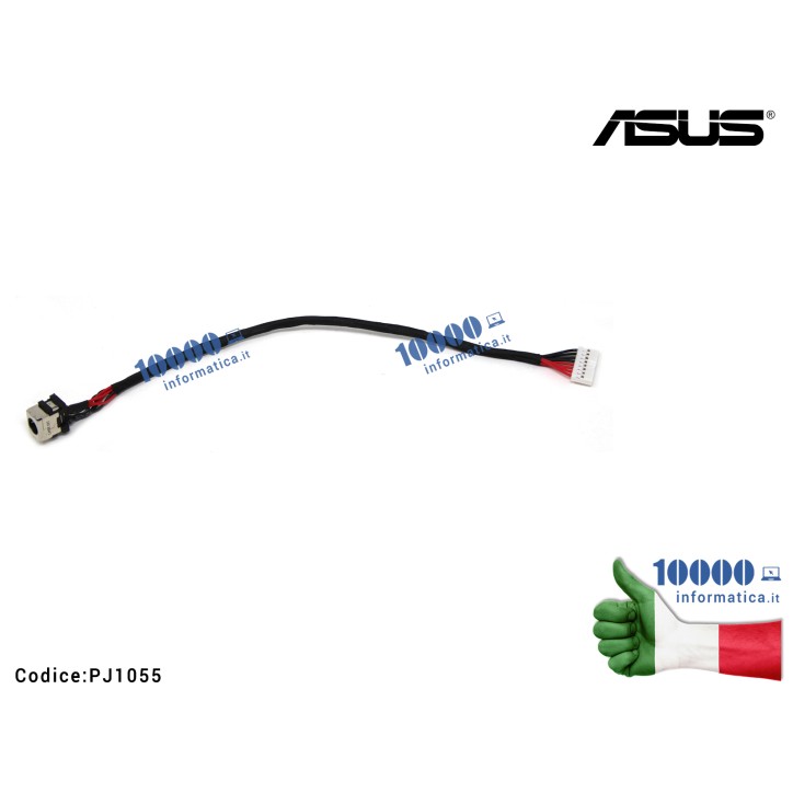 Connettore DC Power Jack PJ1055 ASUS ROG ZX50J ZX50V ZX50VX RG52V RG52VW FX53V FX53VW FX53VD Strix GL553VE GL553VD GL553V FX553V FX553VE ZX53V [20 cm] 1417-00FC000 1417-00FD000