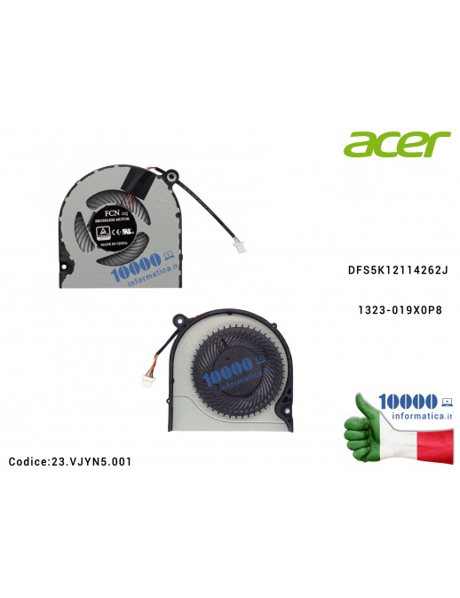 23.VJYN5.001 Ventola Fan CPU ACER TravelMate TMP215-51G TMP215-51 TMP214-51G TMP214-51 TMP50-51 P214-51 (N18P4) P214-51G P215...