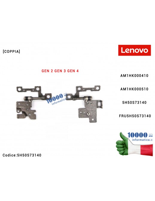 5H50S73140 Cerniere Hinges LENOVO ThinkPad E14 E15 Gen 2 Gen 3 Gen 4 (20YG) (20YH) (20YJ) (20YK) [COPPIA] AM1HK000410 AM1HK00...