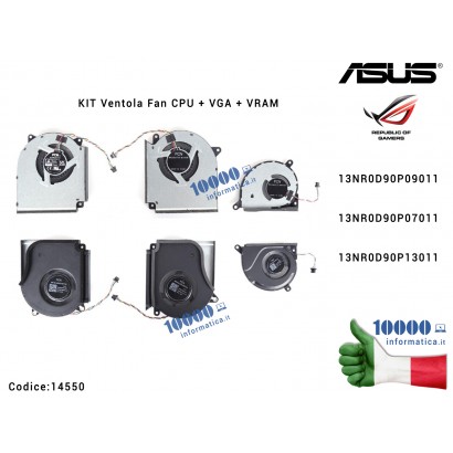 14550 KIT Ventola Fan CPU + VGA + VRAM ASUS Strix SCAR 16 G614 G634 G814 G814J G614J G814JI G814JV G614JV G614JI G614JU G634J...