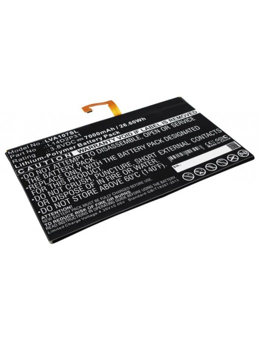 Lenovo Batteria for Lenovo Tab 2 and Tab 4 tablets, 7000mAh capacity, 3.8V voltage, 26.6Wh energy, 2-celle design.