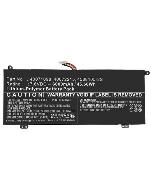 Batteria CoreParts compatibile per Toshiba 46Wh Li-ion 7.6V 6000mAh Black for Satellite Pro C50-H-106, C40-G-11G, C40-G-120, C40