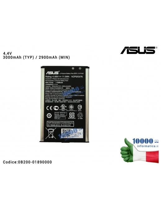0B200-01890000 Batteria C11P1501 ASUS ZenFone Selfie ZD551K (Z00UD) ZE550KL (Z00LD) [3,85V 11,5Wh 3000mAh]