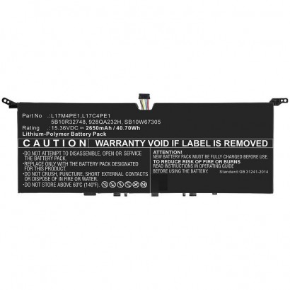 Batteria CoreParts compatibile per Lenovo 38Wh Li-Pol 14.8V 2600mAh Black, for Lenovo Notebook,...