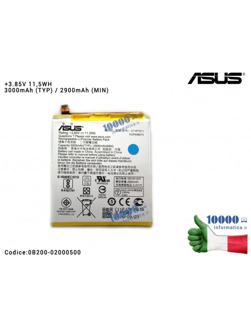 0B200-02000500 Batteria C11P1511 ASUS ZenFone 3 ZE552KL (Z012D) (Z012S) [3,85V 1,5Wh 3000mAh]