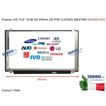 Display LCD 15,6'' Slim HD 350mm (30 PIN) (L) NT156WHM-N45 V8.0 N156BGA-EA3 C4