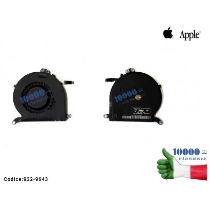 922-9643 Ventola di Raffreddamento Fan CPU APPLE MacBook Air 13'' A1466 A1369 (2010-2017) MG50050V1-C08C-S9A 922-9643 D171257...