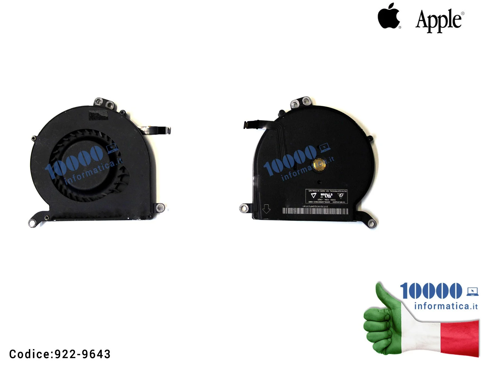 922-9643 Ventola Fan APPLE MacBook Air A1466 A1369 13'' (Mid 2012) 922-9643 Ventola Fan APPLE MacBook Air A1466 A1369 13'' (Mid 2012)