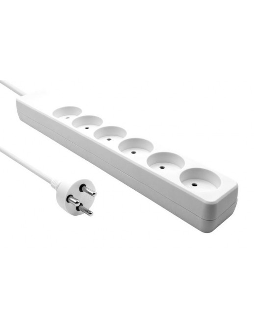 MicroConnect Danish 6-way power strip, white, 7m