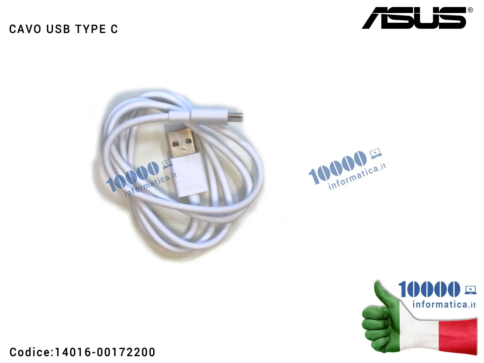 14016-00172200 Cavo Dati Ricarica USB TIPO C Type-C TYPE C ASUS ZenFone [BIANCO]