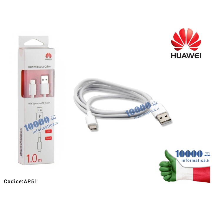 Cavo Dati Ricarica USB TYPE C HUAWEI P9 PLUS P9+ 1 MT 2A [BIANCO]