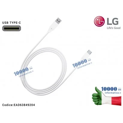 EAD63849204 Cavo Dati Ricarica Type-C USB TYPE C LG G5 H840 H850 Nexus 5X X Cam X Screen (1,2 metri) [BIANCO]