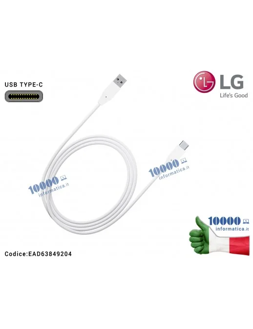EAD63849204 Cavo Dati Ricarica Type-C USB TYPE C LG G5 H840 H850 Nexus 5X X Cam X Screen (1,2 metri) [BIANCO]
