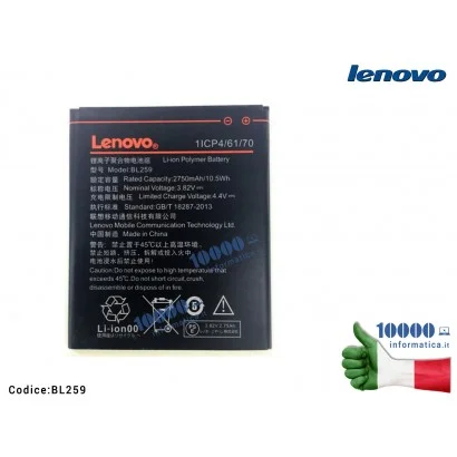 BL259 Batteria 1ICP4/61/70 LENOVO C2 LEMON K3 K5 K5+ PLUS K32C30 [2750mAh 3,82V 10,5Wh]