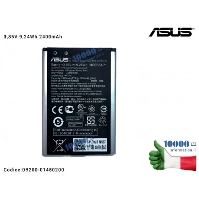 0B200-01480200 Batteria C11P1428 ASUS ZenFone 2 Laser ZE500KL (Z00ED) ZE500KG (Z00RD) [3,85V 9,24Wh 2400mAh]