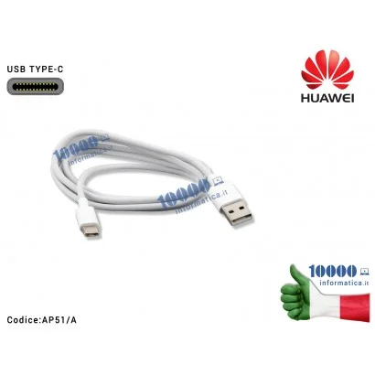 Cavo Dati Ricarica USB TYPE C HUAWEI P9 PLUS P9+ 1 MT 2A [BIANCO]